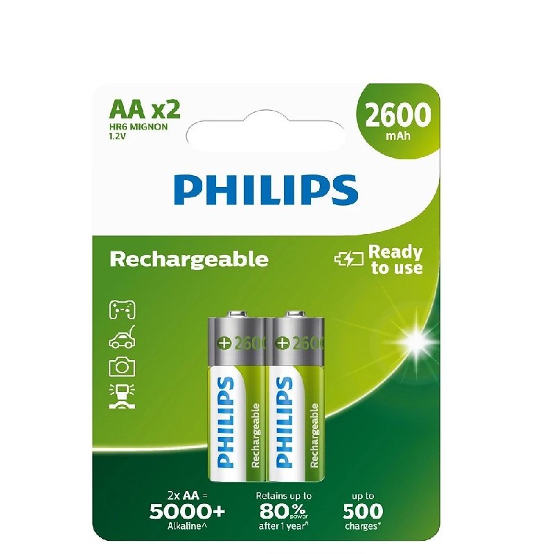 Philips punjive baterije AA, 2 komada, 2600 mAh