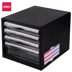 Kutija s ladicama plastična 4 ladice 340x275x260mm Deli 9774 crna; 