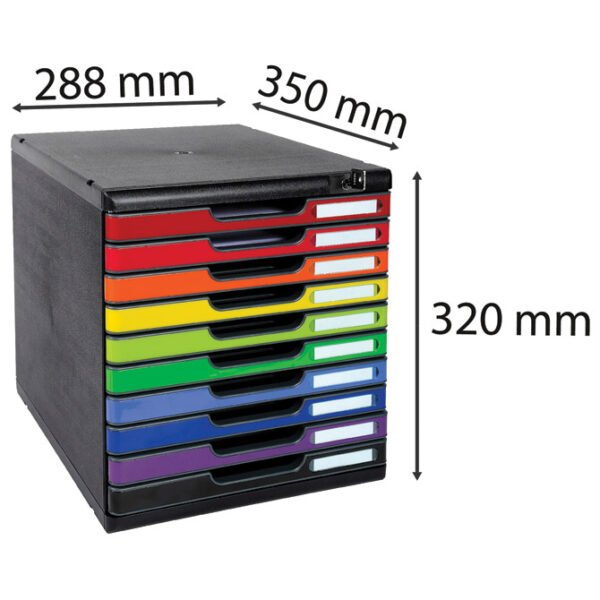 Kutija s 10 ladica s ključem Exacompta