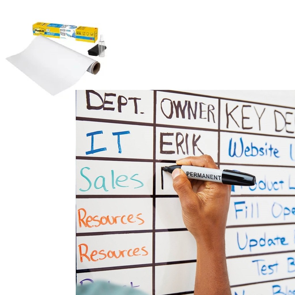 Folija samoljepljiva whiteboard Post-it 3M Erase Piši-briši 121,9 x242  cm