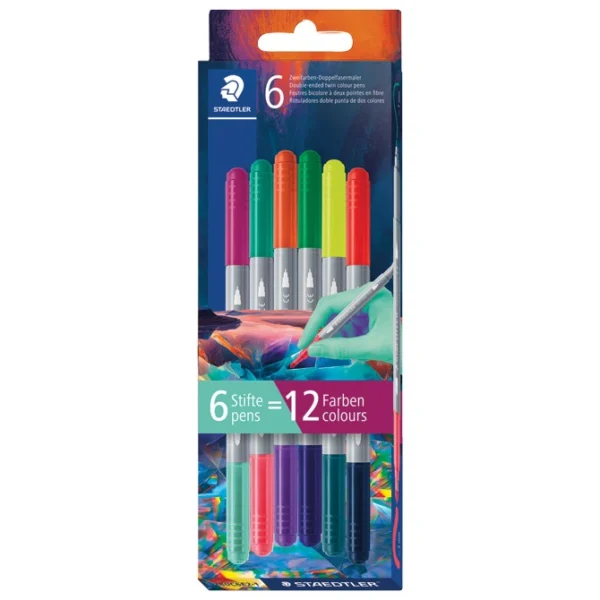 Flomaster školski 6kom.obostrani 12 boja Multiv.Staedtler; 