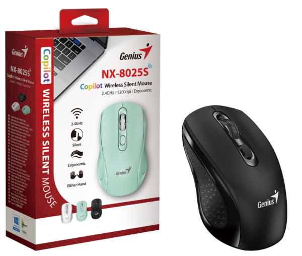Genius NX-8025S, bežični miš, silent, crni; 